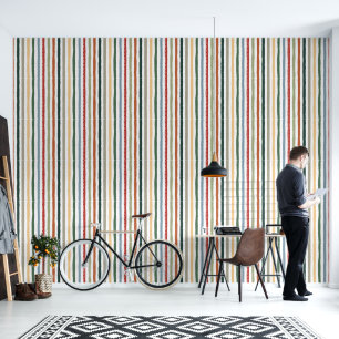 Papel Pintado Rayas dibujadas a mano en colores inspirados en el