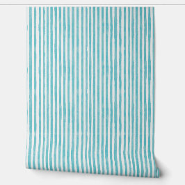 Papel Pintado Rayas finas de acuarela turquesa