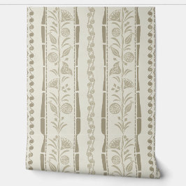 Papel Pintado Rayas Florales Regencia - Caqui - Crema