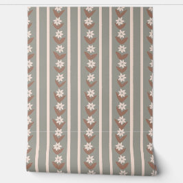 Papel Pintado Rayas Florales Verde Menta