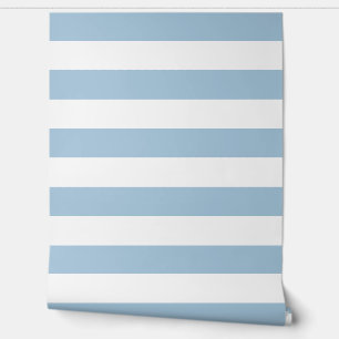 Papel Pintado Rayas Horizontales Anchas Azules y Blancas