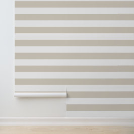 Papel Pintado Rayas horizontales anchas beige claro y blanco