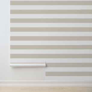 Papel Pintado Rayas horizontales anchas beige claro y blanco