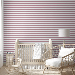 Papel Pintado Rayas horizontales clásicas malva y blanco