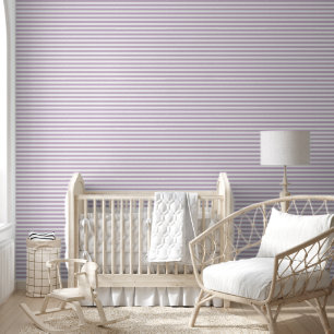Papel Pintado Rayas horizontales Lilac púrpura y blanca clásica