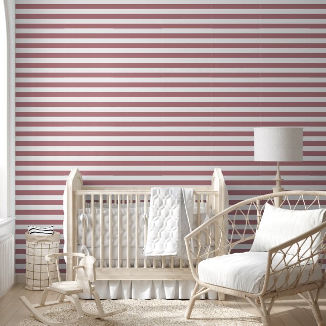 Papel Pintado Rayas Modernas Rosadas Polvorientas (Niños)