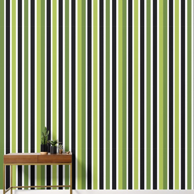 Papel Pintado Rayas Negras Verdes (Pasillo)