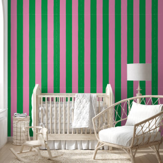 Papel Pintado Rayas Negras y Rosadas Preppy Dibujadas a Mano