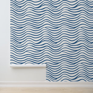 Papel Pintado Rayas onduladas azules modernas