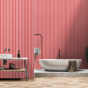 Papel Pintado Rayas Rojas Y Blancas De Cerezo