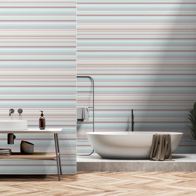Papel Pintado Rayas rosadas, aqua, menta, lluvia de primavera y  (Baño)