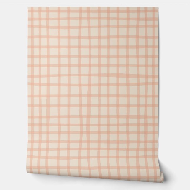 Papel Pintado Rayas rosadas simples Gingham Peel Stick (Desenrollar)