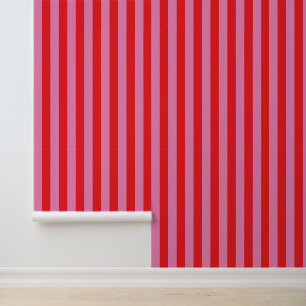 Papel Pintado Rayas rosadas y rojas