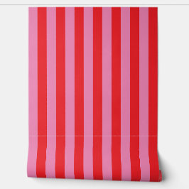 Papel Pintado Rayas rosadas y rojas
