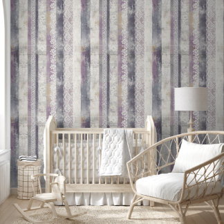 Papel Pintado Rayas Shabby Chic Lavanda Crema Rústico