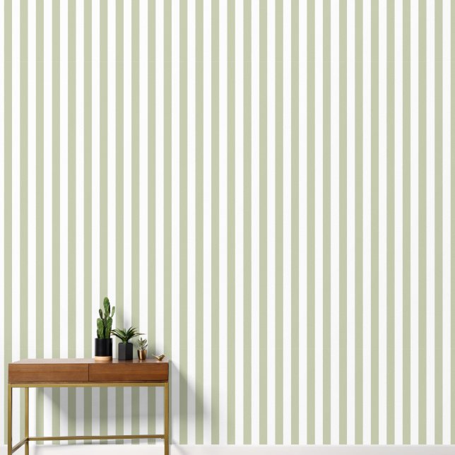 Papel Pintado Rayas simples - Verde sabio (Pasillo)