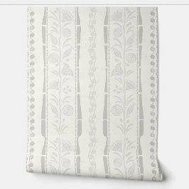 Papel Pintado Rayas Sofisticadas Regencia Floral - Gris Claro