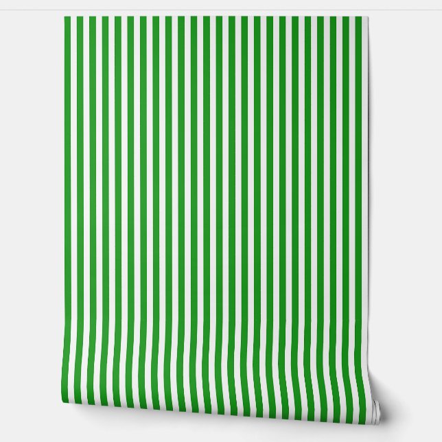 Papel Pintado Rayas Tradicionales Verdes y Blancas (Desenrollar)