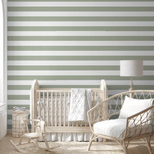 Papel Pintado Rayas Verde Sage Modernas