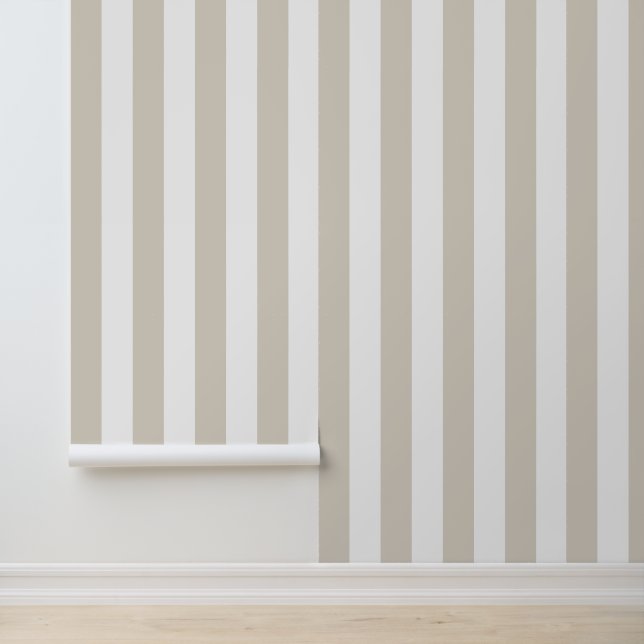 Papel Pintado Rayas verticales audaces de beige claro y blanco (Solicitud)