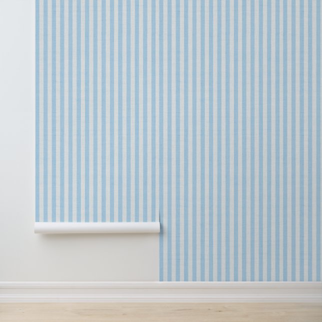 Papel Pintado Rayas Verticales Azules Lino Aspecto Costero (Solicitud)