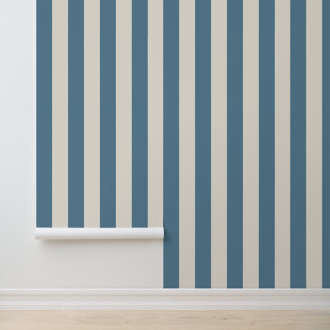 Papel Pintado Rayas Verticales Azules y Crema (Solicitud)