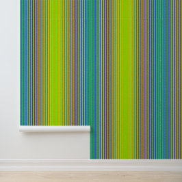 Papel Pintado Rayas verticales brillantes Razones verdes Azul Am