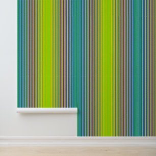Papel Pintado Rayas verticales brillantes Razones verdes Azul Am
