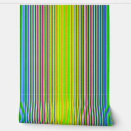 Papel Pintado Rayas verticales brillantes Razones verdes Azul Am