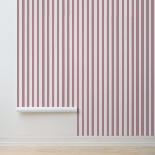 Papel Pintado Rayas verticales clásicas malva y blanco (Solicitud)