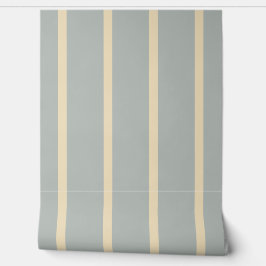 Papel Pintado Rayas verticales de crema Patrón Azul polvoriento