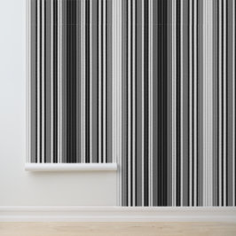 Papel Pintado Rayas verticales delgadas franjas modernas en blan