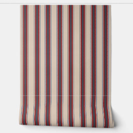 Papel Pintado Rayas verticales marrón rojo azul