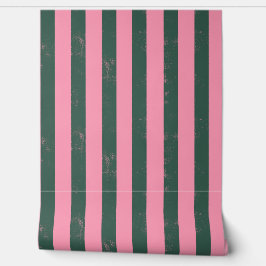 Papel Pintado Rayas verticales verdes y rosadas