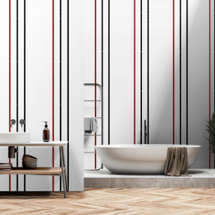 Papel Pintado Rayo vertical rojo negro blanco