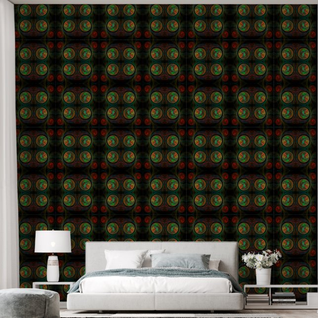 Papel Pintado Reborn Green Abstract Art (Dormitorio)