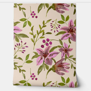 Papel Pintado Recortes De Acuarela De Flores De Lirio Tigre