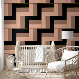 Papel Pintado Rectángulos geométricos de Mocha negra marrón