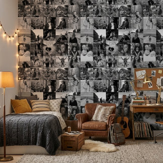 Papel Pintado Recuerdos de Fotos Personalizadas en Blanco y Negr