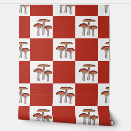 Papel Pintado Red check with mushroom