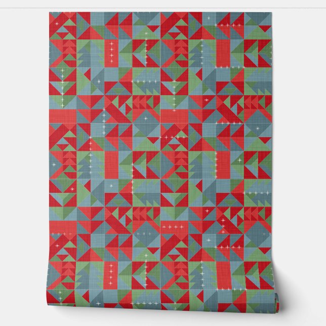 Papel Pintado Red, gray, green geometric pattern. (Desenrollar)