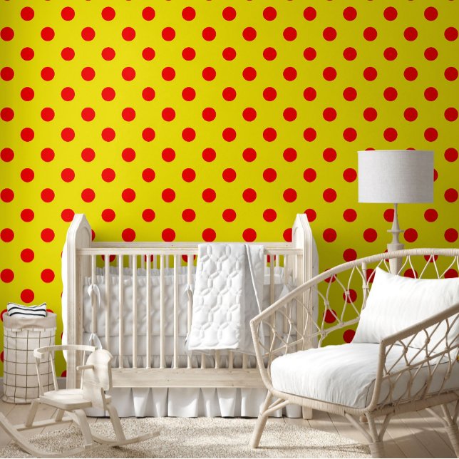 Papel Pintado Red On Yellow Polka Dots Pattern Design  (Subido por el creador)