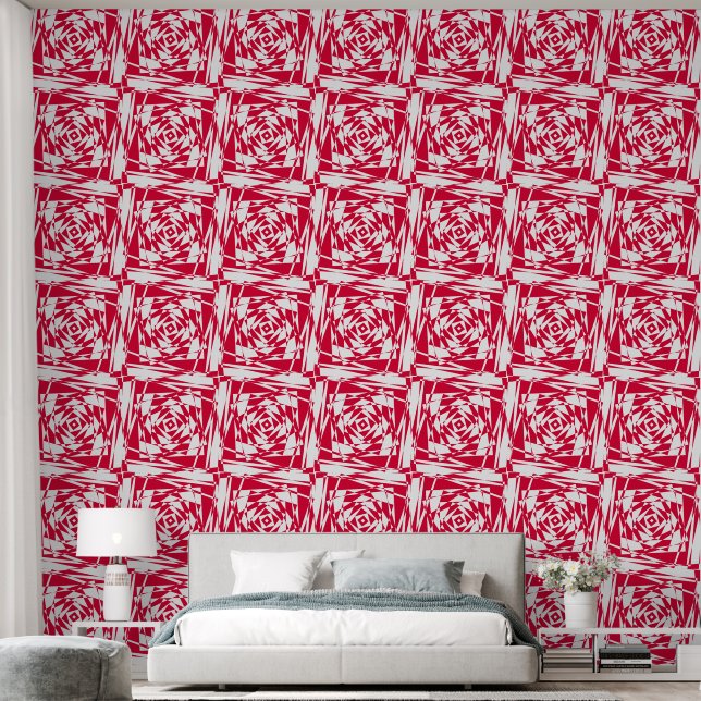 Papel Pintado Red & White Optical Illusion – Modern  (Dormitorio)