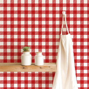 Papel Pintado Red y White Gingham Checkered