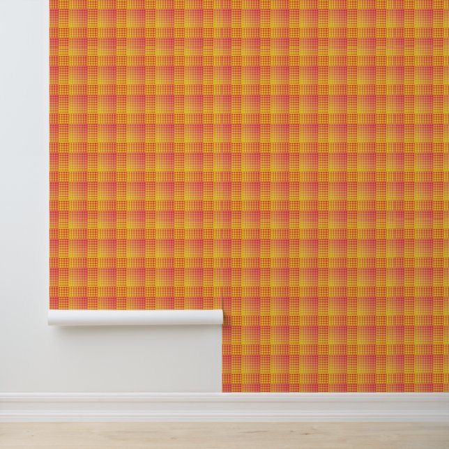 Papel Pintado Red Yellow Checker Abstract Pattern (Solicitud)