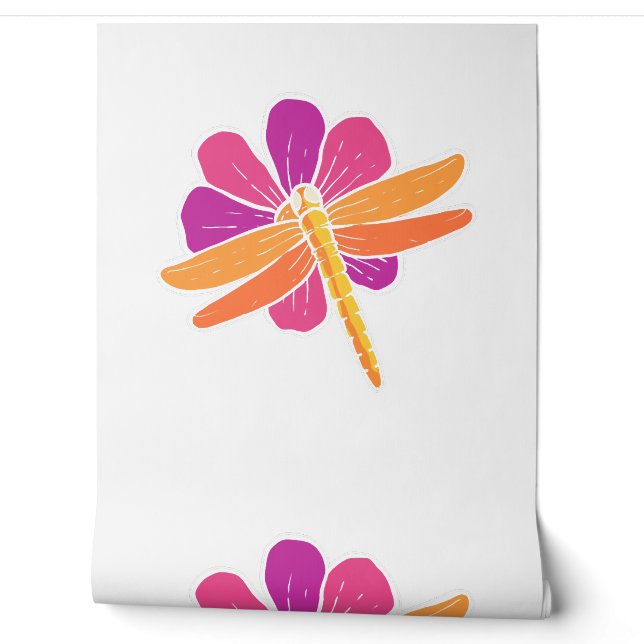 Papel Pintado Regalo botánico de flor de libélula (Desenrollar)