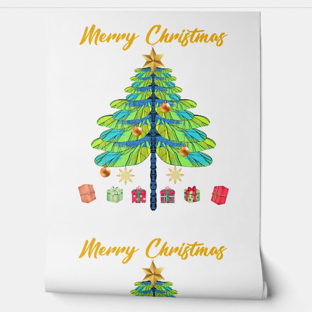Papel Pintado Regalo de árbol de navidad de la libélula (Desenrollar)
