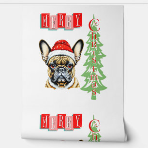 Papel Pintado Regalo de Navidades de Bulldog de Francia
