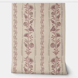 Papel Pintado Regency Floral Sophisticated Stripes Mute Burgundy
