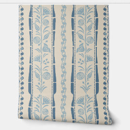 Papel Pintado Regency Floral Stripes - Dusty Blue - cream 